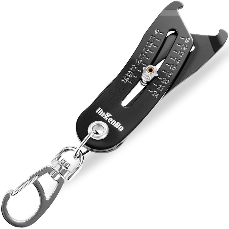 UNKENBO ® Bolt Size Finder Tool Keychain - Gauge Bolts & Nuts Head SAE 5/16 to 1" & Metric 8 to 25mm, Wrench & Socket Size Finder, Nut & Bolt Fasteners Measuring Tool Gifts for Men (Matte Black) - Image 1